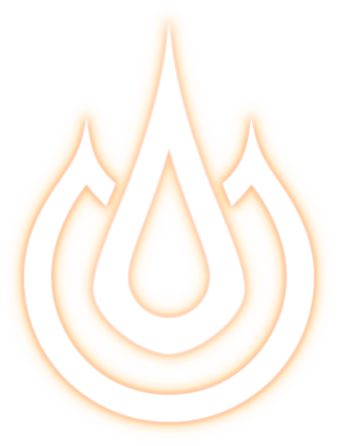 Logo white on transparent with orange glow